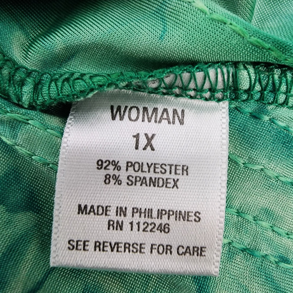 Dressbarn Top Women's Green 1X Sleeveless Embroidered Sequins Asymmetrical Boho - Picture 8 of 11